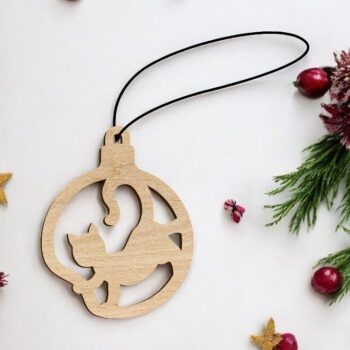 Intra απο ξύλο plywood 3mm-4mm πάχος – Ξύλινη διακόσμηση χριστουγεννιάτικου δέντρου γάτας 25x30 cm INTRAVECTRY-MY551799 - Image 2