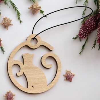 Intra απο ξύλο plywood 3mm-4mm πάχος – Διακόσμηση Χριστουγεννιάτικου πάρτι με κρεμαστό γάτα 40x45 cm INTRAVECTRY-MY548343 - Image 1