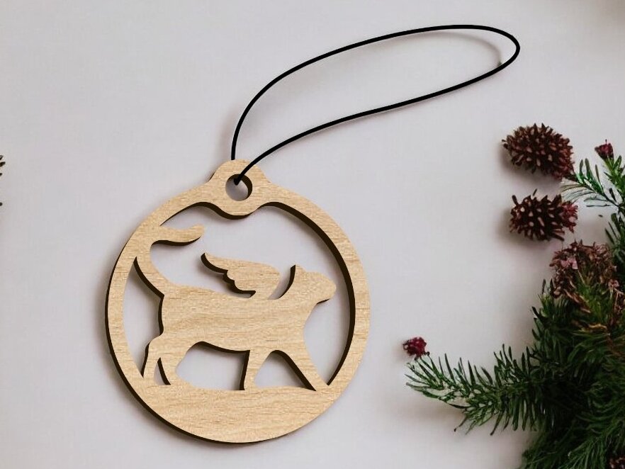 Intra απο ξύλο plywood 3mm-4mm πάχος – Στολίδι γάτα με φτερά αγγέλου 40x45 cm INTRAVECTRY-MY552862