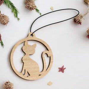 Intra απο ξύλο plywood 3mm-4mm πάχος – Χριστουγεννιάτικο στολίδι Kitty Bauble 10x10 cm INTRAVECTRY-MY559839