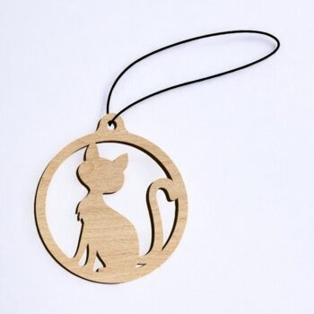 Intra απο ξύλο plywood 3mm-4mm πάχος – Χριστουγεννιάτικο στολίδι Kitty Bauble 15x15 cm INTRAVECTRY-MY542569 - Image 2