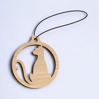 Intra απο ξύλο plywood 3mm-4mm πάχος – Στολίδι για χριστουγεννιάτικο δέντρο γάτας 35x40 cm INTRAVECTRY-MY550156 - Image 2