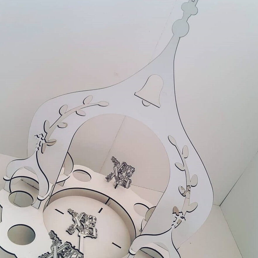 Intra απο ξύλο plywood 3mm-4mm πάχος – Βάση θήκης πασχαλινών αυγών με θέμα την εκκλησία 50x60 cm INTRAVECTRY-MY542912