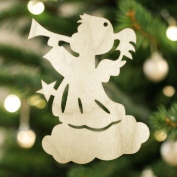 Intra απο ξύλο plywood 3mm-4mm πάχος – Στολίδι Χριστουγεννιάτικου Δέντρου Αγγέλου 40x40 cm INTRAVECTRY-MY544627 - Image 1