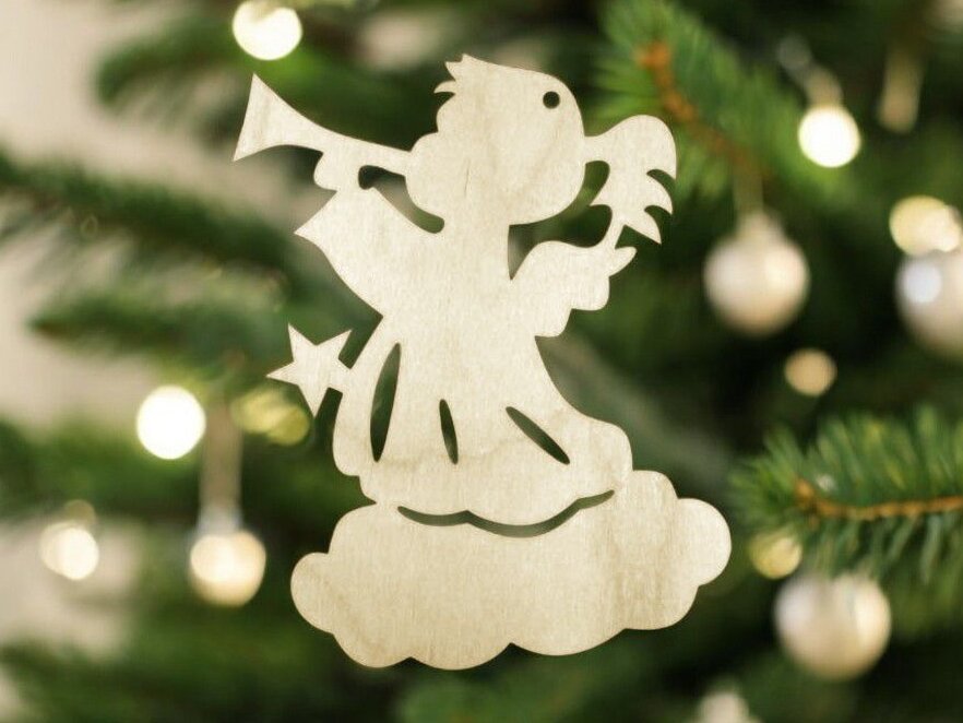 Intra απο ξύλο plywood 3mm-4mm πάχος – Στολίδι Χριστουγεννιάτικου Δέντρου Αγγέλου 50x60 cm INTRAVECTRY-MY542618