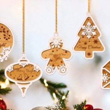 Intra απο ξύλο plywood 3mm-4mm πάχος – Χριστουγεννιάτικο Κρεμαστό Στολίδι 10x10 cm INTRAVECTRY-MY547353 - Image 2