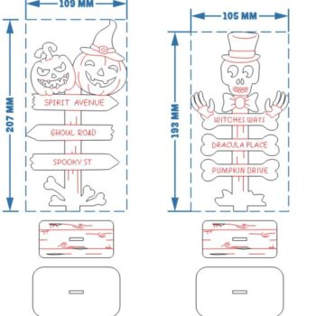 Intra απο ξύλο plywood 3mm-4mm πάχος – Επιτραπέζιο σημάδι κολοκύθας φάντασμα αποκριών 35x40 cm INTRAVECTRY-MY558826 - Image 2