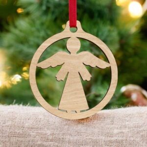 Intra απο ξύλο plywood 3mm-4mm πάχος – Μπιχλιμπίδι με χριστουγεννιάτικο δέντρο αγγέλου 40x40 cm INTRAVECTRY-MY553074