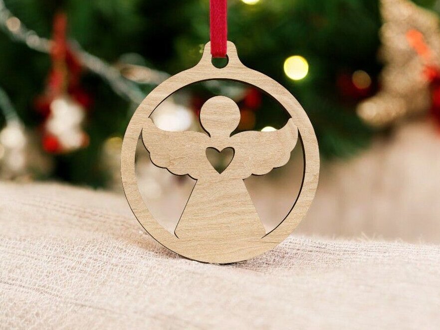 Intra απο ξύλο plywood 3mm-4mm πάχος – Χριστουγεννιάτικο στολίδι άγγελος με καρδιά 30x35 cm INTRAVECTRY-MY542651