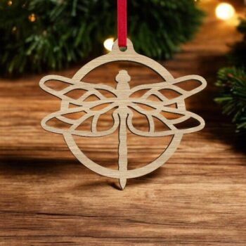 Intra απο ξύλο plywood 3mm-4mm πάχος – Χριστουγεννιάτικο μπιχλιμπίδι Dragonfly 12x15 cm INTRAVECTRY-MY546500 - Image 1