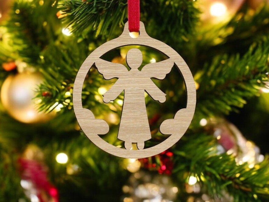 Intra απο ξύλο plywood 3mm-4mm πάχος – Διακόσμηση χριστουγεννιάτικου δέντρου Angel Bauble 20x25 cm INTRAVECTRY-MY551460