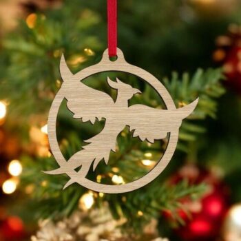 Intra απο ξύλο plywood 3mm-4mm πάχος – Χριστουγεννιάτικο μπιχλιμπίδι Phoenix Bird 10x10 cm INTRAVECTRY-MY551462 - Image 1