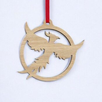 Intra απο ξύλο plywood 3mm-4mm πάχος – Χριστουγεννιάτικο μπιχλιμπίδι Phoenix Bird 10x10 cm INTRAVECTRY-MY551462 - Image 2