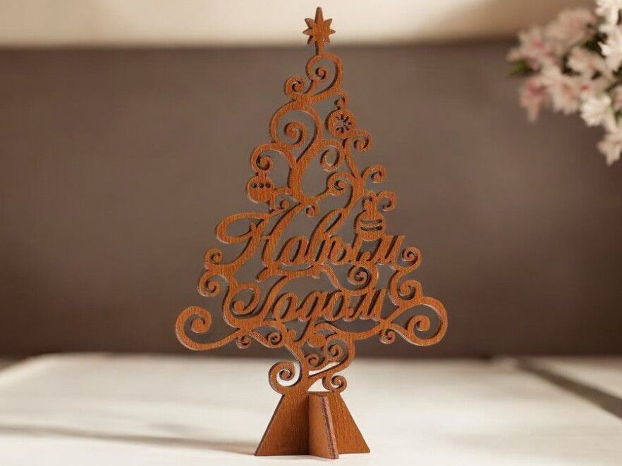 Intra απο ξύλο plywood 3mm-4mm πάχος – 3D Ξύλινο χριστουγεννιάτικο δέντρο 12x15 cm INTRAVECTRY-MY542704
