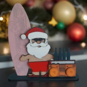 Intra απο ξύλο plywood 3mm-4mm πάχος – Άγιος Βασίλης με χριστουγεννιάτικη διακόσμηση σανίδα του σερφ 40x40 cm INTRAVECTRY-MY547348 - Image 1