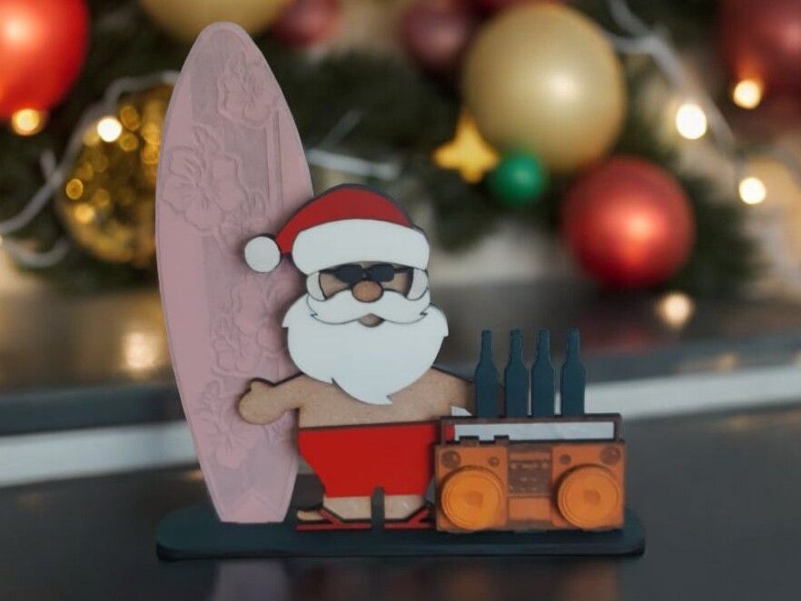 Intra απο ξύλο plywood 3mm-4mm πάχος – Άγιος Βασίλης με χριστουγεννιάτικη διακόσμηση σανίδα του σερφ 40x40 cm INTRAVECTRY-MY548615