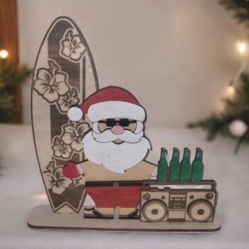 Intra απο ξύλο plywood 3mm-4mm πάχος – Άγιος Βασίλης με χριστουγεννιάτικη διακόσμηση σανίδα του σερφ 40x40 cm INTRAVECTRY-MY547348 - Image 2