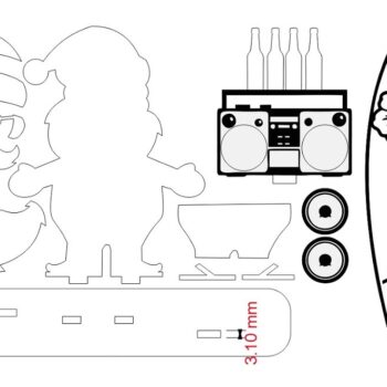 Intra απο ξύλο plywood 3mm-4mm πάχος – Άγιος Βασίλης με χριστουγεννιάτικη διακόσμηση σανίδα του σερφ 40x40 cm INTRAVECTRY-MY547348 - Image 4