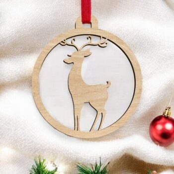 Intra απο ξύλο plywood 3mm-4mm πάχος – Διακόσμηση χριστουγεννιάτικου δέντρου με στολίδια ελαφιών 15x15 cm INTRAVECTRY-MY542717 - Image 1