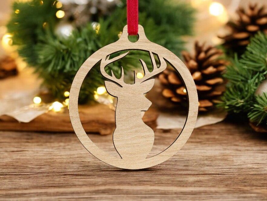 Intra απο ξύλο plywood 3mm-4mm πάχος – Χριστουγεννιάτικο μπιχλιμπίδι ελαφιού 40x45 cm INTRAVECTRY-MY549833