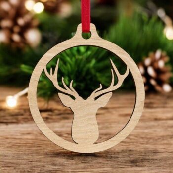 Intra απο ξύλο plywood 3mm-4mm πάχος – Μπιχλιμπίδι με ελάφια 40x40 cm INTRAVECTRY-MY550635 - Image 1