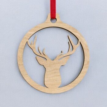 Intra απο ξύλο plywood 3mm-4mm πάχος – Μπιχλιμπίδι με ελάφια 40x40 cm INTRAVECTRY-MY550635 - Image 2