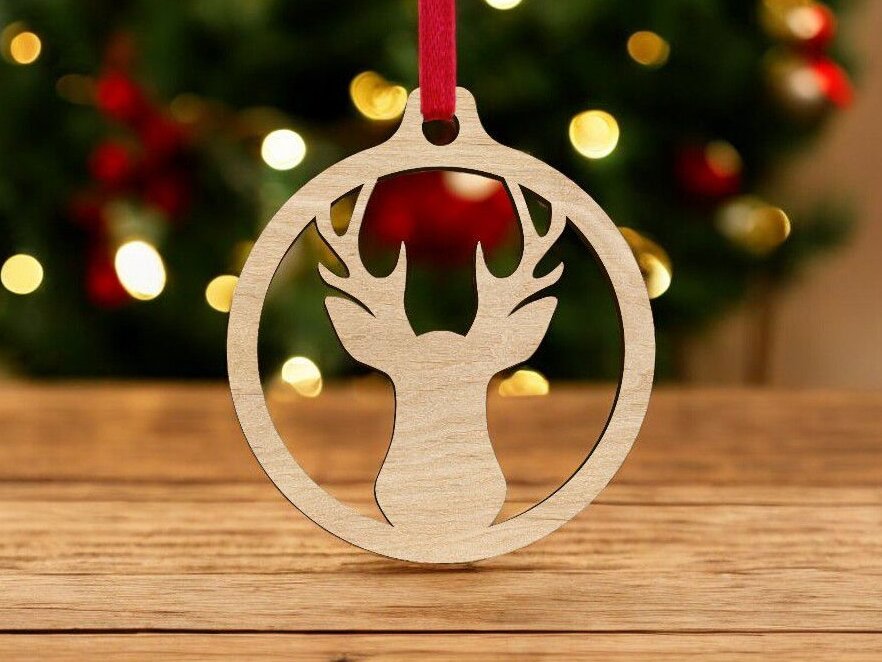 Intra απο ξύλο plywood 3mm-4mm πάχος – Μπιχλιμπίδι με κεφάλι ταράνδου 12x15 cm INTRAVECTRY-MY551493