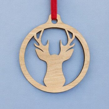 Intra απο ξύλο plywood 3mm-4mm πάχος – Μπιχλιμπίδι με κεφάλι ταράνδου 20x20 cm INTRAVECTRY-MY545273 - Image 2