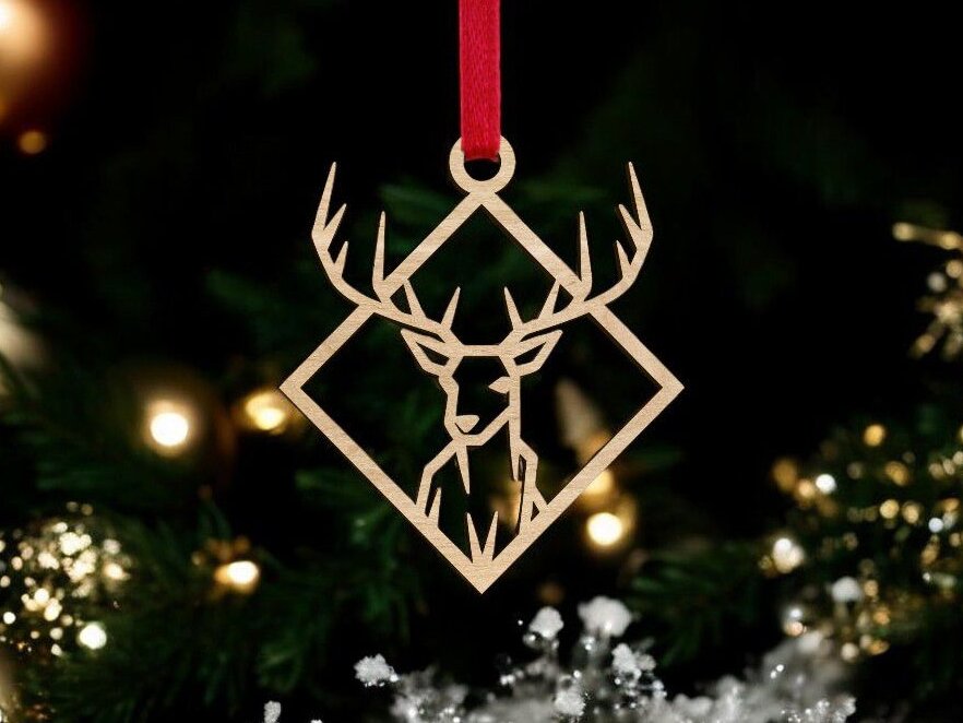 Intra απο ξύλο plywood 3mm-4mm πάχος – Στολίδι από τετράγωνο ελάφι 45x50 cm INTRAVECTRY-MY553120