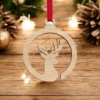 Intra απο ξύλο plywood 3mm-4mm πάχος – Μοναδικό χριστουγεννιάτικο μπιχλιμπίδι ελαφιού 40x40 cm INTRAVECTRY-MY545295 - Image 1