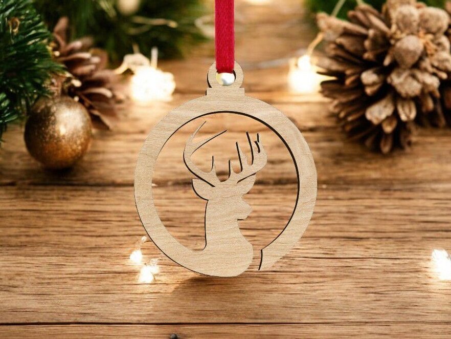 Intra απο ξύλο plywood 3mm-4mm πάχος – Μοναδικό χριστουγεννιάτικο μπιχλιμπίδι ελαφιού 40x40 cm INTRAVECTRY-MY545295