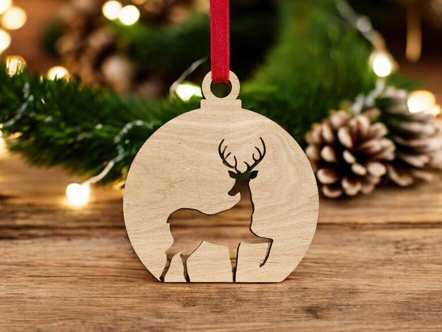 Intra απο ξύλο plywood 3mm-4mm πάχος – Χριστουγεννιάτικη Μπάλα ελαφιών 30x35 cm INTRAVECTRY-MY551518
