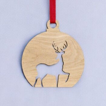 Intra απο ξύλο plywood 3mm-4mm πάχος – Χριστουγεννιάτικη Μπάλα ελαφιών 15x15 cm INTRAVECTRY-MY552586 - Image 2