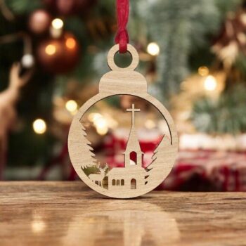 Intra απο ξύλο plywood 3mm-4mm πάχος – Θρησκευτικό Χριστουγεννιάτικο μπιχλιμπίδι 15x15 cm INTRAVECTRY-MY548086 - Image 1