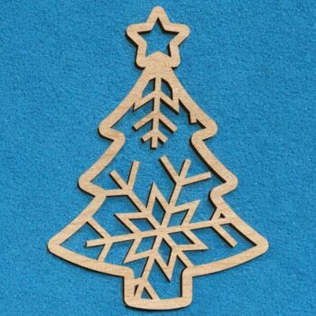Intra απο ξύλο plywood 3mm-4mm πάχος – Χριστουγεννιάτικο δέντρο με νιφάδα χιονιού στολίδι 30x35 cm INTRAVECTRY-MY542753 - Image 1
