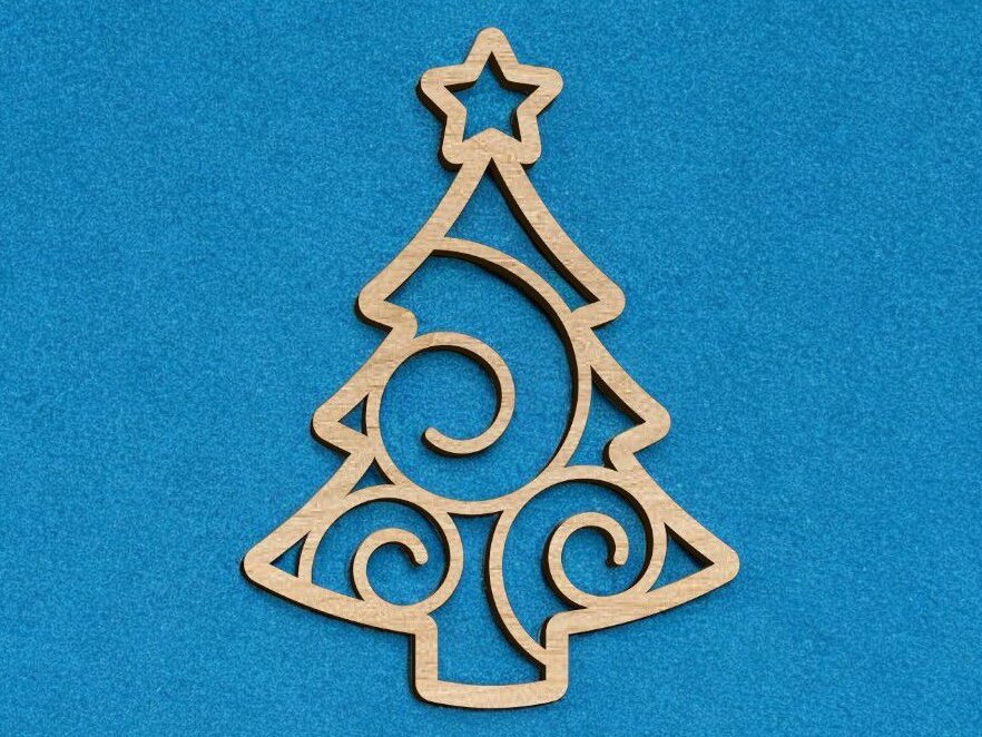 Intra απο ξύλο plywood 3mm-4mm πάχος – Σπειροειδής στολίδι Χριστουγεννιάτικου Δέντρου 25x25 cm INTRAVECTRY-MY549962
