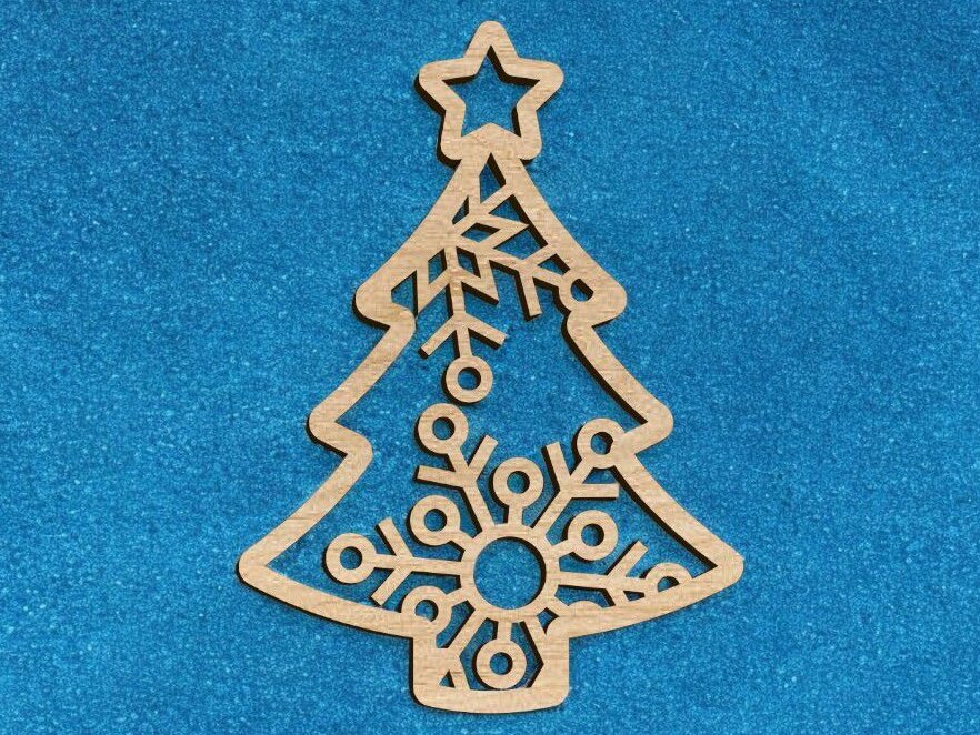 Intra απο ξύλο plywood 3mm-4mm πάχος – Στολίδι Χριστουγεννιάτικου Δέντρου με νιφάδα χιονιού 20x25 cm INTRAVECTRY-MY543782