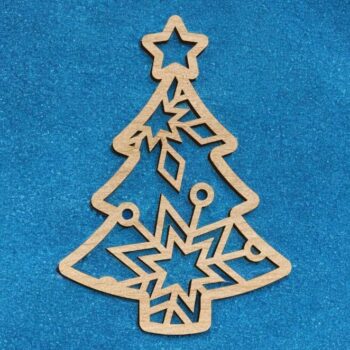 Intra απο ξύλο plywood 3mm-4mm πάχος – Στολίδι Χριστουγεννιάτικου Δέντρου Star Snowflake 12x15 cm INTRAVECTRY-MY552689 - Image 1