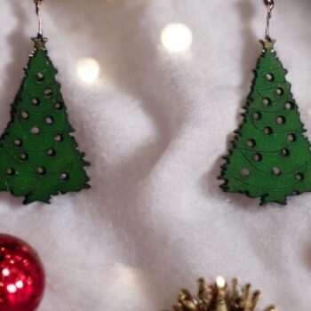 Intra απο ξύλο plywood 3mm-4mm πάχος – Σκουλαρίκια Χριστουγεννιάτικου Δέντρου 30x35 cm INTRAVECTRY-MY544614 - Image 2