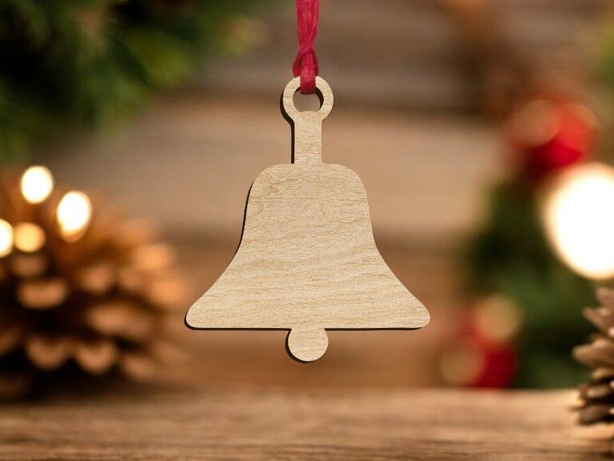 Intra απο ξύλο plywood 3mm-4mm πάχος – Παραδοσιακό κουδούνι στολίδι κενό κόψιμο 20x20 cm INTRAVECTRY-MY559764