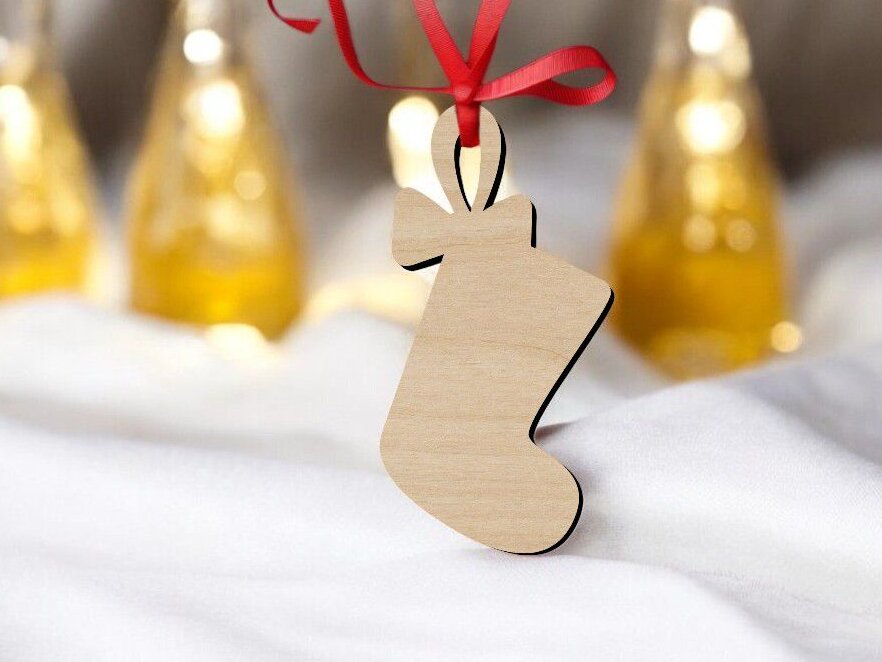 Intra απο ξύλο plywood 3mm-4mm πάχος – Χριστουγεννιάτικο στολίδι κάλτσας 50x60 cm INTRAVECTRY-MY553741