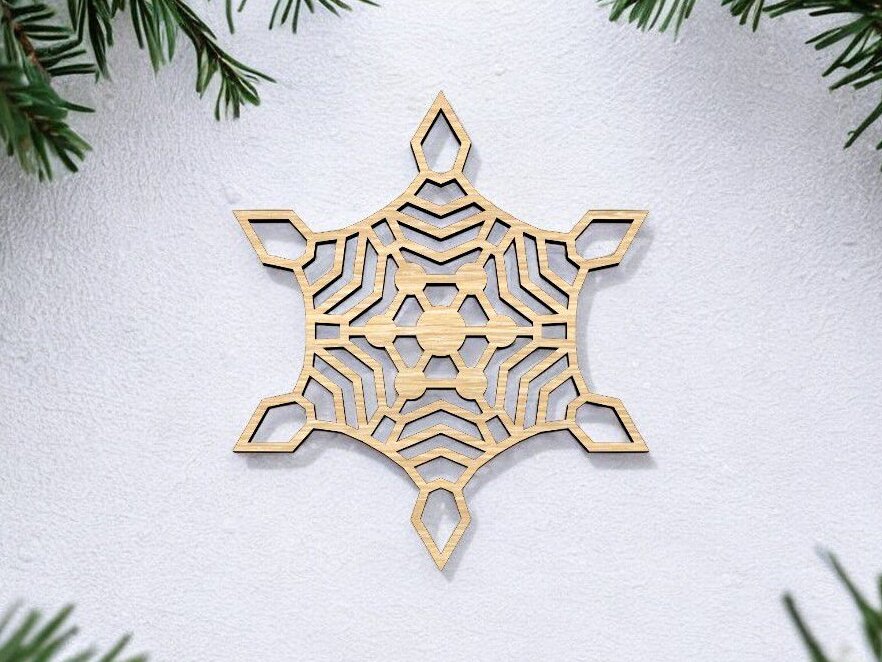 Intra απο ξύλο plywood 3mm-4mm πάχος – Διακόσμηση τοίχου με ξύλινη νιφάδα χιονιού 20x25 cm INTRAVECTRY-MY542802