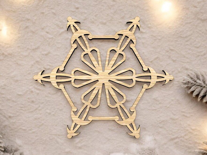 Intra απο ξύλο plywood 3mm-4mm πάχος – Διακοσμητικό ξύλινο κούφωμα νιφάδας χιονιού για χειροτεχνία 35x40 cm INTRAVECTRY-MY542805