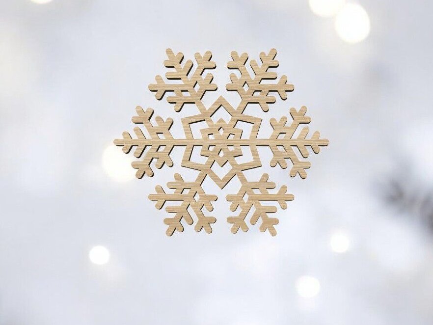 Intra απο ξύλο plywood 3mm-4mm πάχος – Ξύλινη Διακόσμηση Πρωτοχρονιάς με νιφάδες χιονιού 35x40 cm INTRAVECTRY-MY558204
