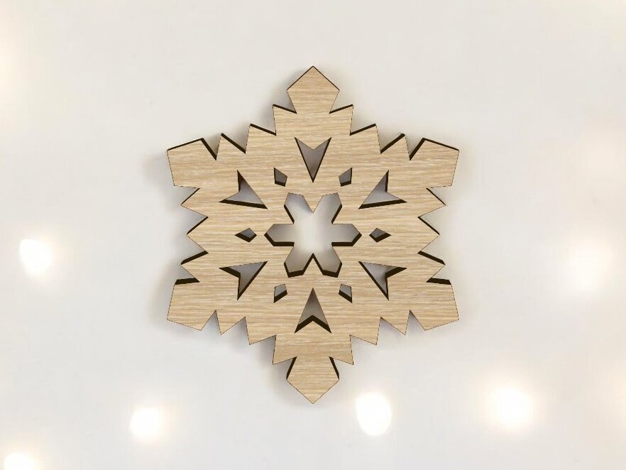 Intra απο ξύλο plywood 3mm-4mm πάχος – Χριστουγεννιάτικη διακόσμηση με ξύλινη νιφάδα χιονιού 35x40 cm INTRAVECTRY-MY558205