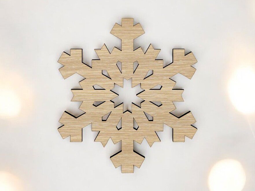 Intra απο ξύλο plywood 3mm-4mm πάχος – Ημιτελές σχήμα αποκοπής νιφάδας χιονιού από ξύλο 40x45 cm INTRAVECTRY-MY560084