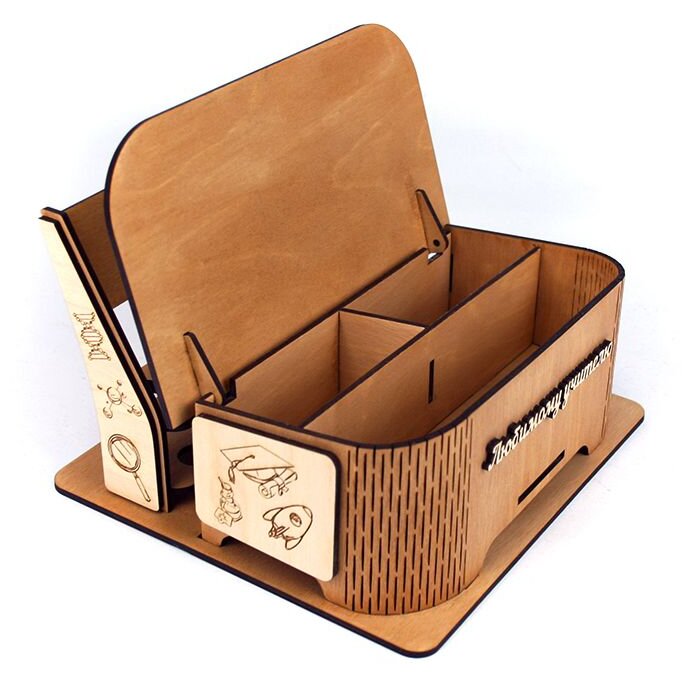 Intra απο ξύλο plywood 3mm-4mm πάχος – Desk Stationery Organizer Κουτί αποθήκευσης 20x25 cm INTRAVECTRY-MY551939