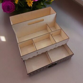 Intra απο ξύλο plywood 3mm-4mm πάχος – Ξύλινη οργάνωση γραφείου με συρτάρι 35x40 cm INTRAVECTRY-MY544649 - Image 1