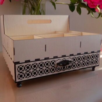 Intra απο ξύλο plywood 3mm-4mm πάχος – Ξύλινη οργάνωση γραφείου με συρτάρι 35x40 cm INTRAVECTRY-MY544649 - Image 2