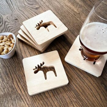 Intra απο ξύλο plywood 3mm-4mm πάχος – Σουβέρ για ποτό Moose 15x20 cm INTRAVECTRY-MY552989 - Image 1